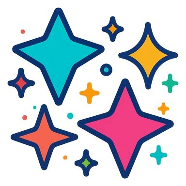vibrant toon style sparkles, energetic and colorful sticker