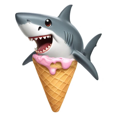 Shark eating ice cream sticker