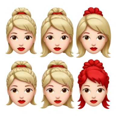 woman red lips, deifferent hair styles. sticker