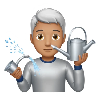 man holding watering pot sticker