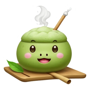 Matcha mochi cute face smoking joint sticker