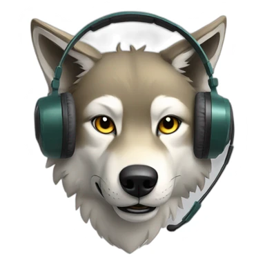 Wolf with Gaming headset sticker