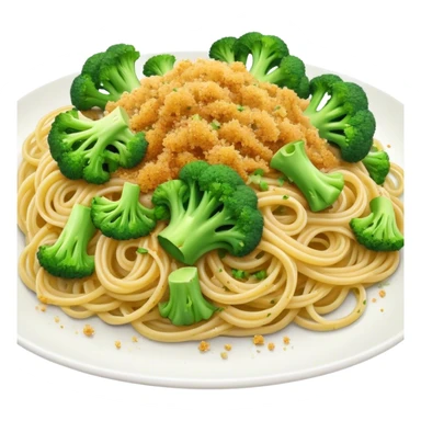 Broccoli and sprinkled bread crumbs over spaghetti  sticker