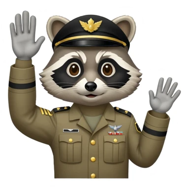 Raccoon with military salute gesture sticker