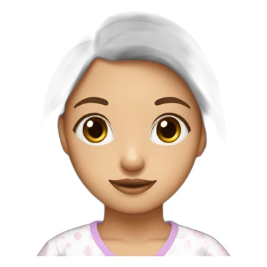 Une fille aux yeux marrons cheveux lisse couleur de peau blanche en pyjama sticker