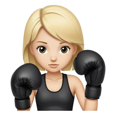 A blonde girl with black boxing gloves sticker