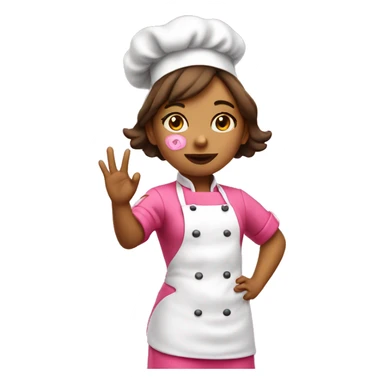 Girl with pink chef outfit blowing a kiss with her hand sticker