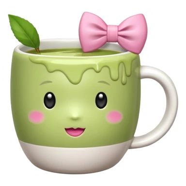 Make a cup of match tea in a mug with a bow on it sticker