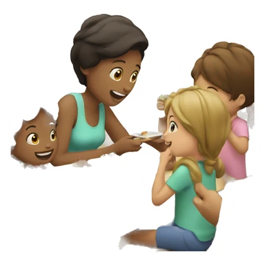 Parents eating lunch with their small kids  sticker