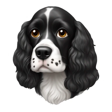 black and white cocker spaniel with nose spots sticker