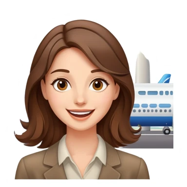  happy elegant beautiful girl flowy brown hair that is more valuable then corals excited to see the love of her life at the airport sticker