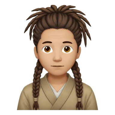 Casual person with tied-back dreadlock, asian sticker