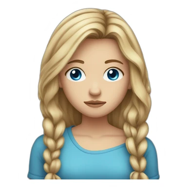 a teenager girl with long dark blond hair,tied hair, blue eyes sad sticker
