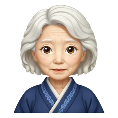 japanese culture old woman with white wavy hair and wrinkles sticker