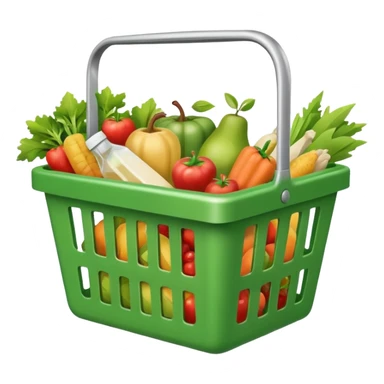 A GREEN SHOPPING BASKET WITH GROCCERIES IN IT sticker