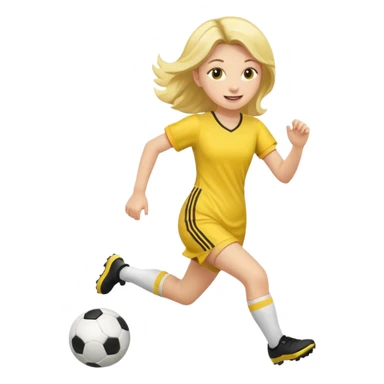 kids play soccer in yellow dress sticker