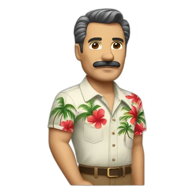 Magnum pi with hawaii shirt waving sticker