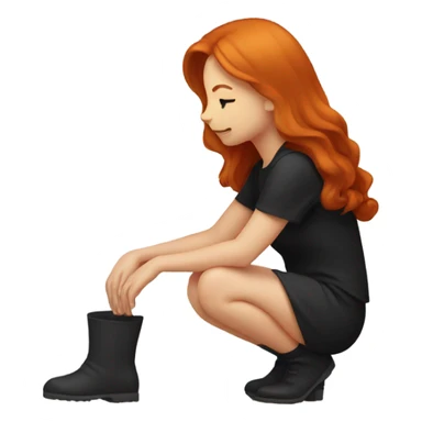 Redhead girl kneeling wearing black  sticker