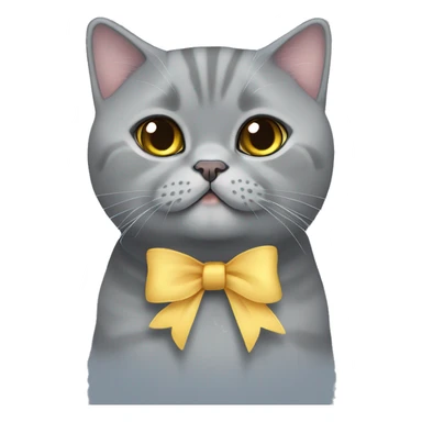 Grey british shorthair cute with bow sticker