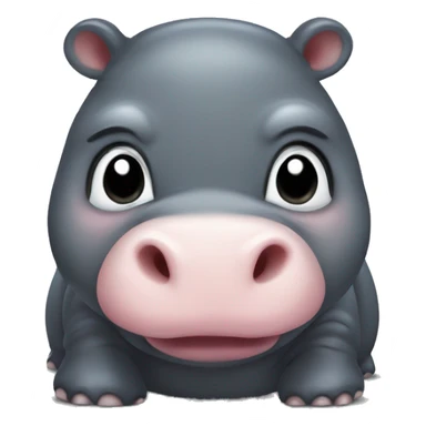 A grumpy baby pygmy hippo. Her mouth is open and you can see the whites of her eyes very clearly. sticker