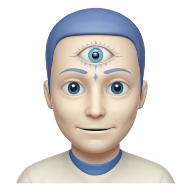 mutant test subject portrait, head and shoulders only, third eye on forehead, pale skin, creepy calm smile, lab experiment style, 3D cartoon, mobile game icon style, clean background, no text, no watermark

 sticker