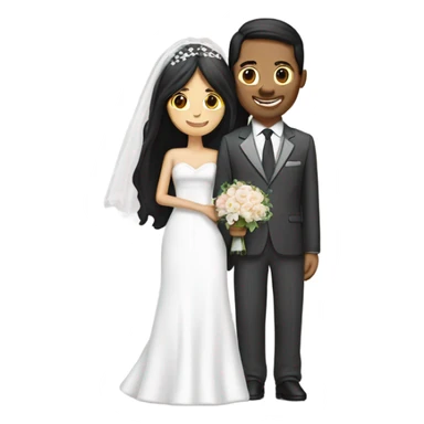 wedding couple, women has long black hair and groom have also brown hair. They are getting married in church  sticker