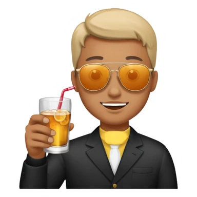 Person having sunglasses and drinking alcohol sticker