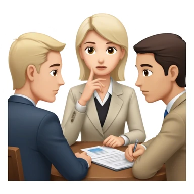 Una mesa de negociación donde una persona callada escucha mientras los demás hablan y revelan información sin darse cuenta. Cuando llega su turno, dice solo unas pocas palabras, pero su decisión es la que define el resultado. sticker