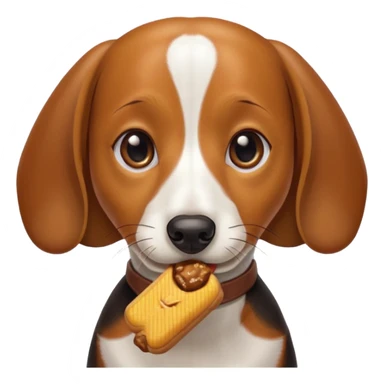 beagle dachshund mix with a treat sticker