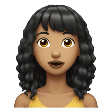 Instagram baddie lightskin with straight black hair and bangs blowing kiss sticker