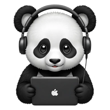 A panda wearing headphones playing video games sticker