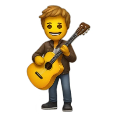 man with guitar and honey sticker