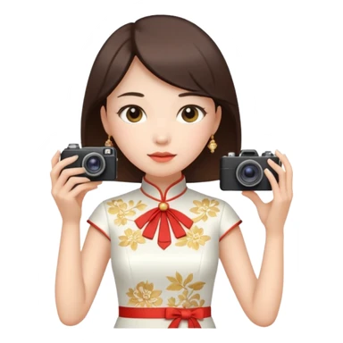 cheongsam ancient white fox with camera sticker