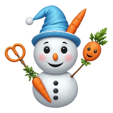 Snowman in a swimsuit and a magic wand in his hands sticker