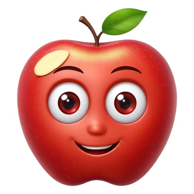 crea una manzana tipo emoji con  ojos y boca 3d tipo pixar sticker
