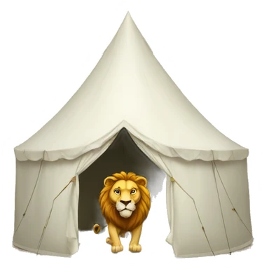 big white tent with a lion and a human rogue inside sticker
