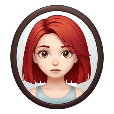 girl with bad hair dye brown eyes and pale skin looking in the mirror sticker