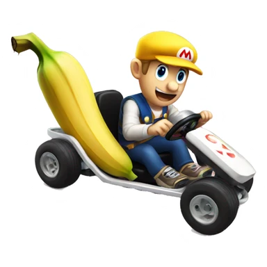 Banana driving a kart from Mario kart sticker