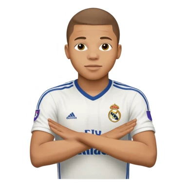 Mbappe hands crossed celebration for Real Madrid sticker