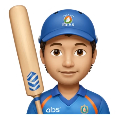
Sachin Tendulkar
Create a cricket emoji of a short, curly-haired Indian batsman wearing a blue jersey, holding a bat with a calm confident smile, minimal flat emoji style, rounded shapes, bold outlines, vibrant colors, no background sticker