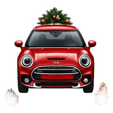 Red Mini Cooper Clubman with lots of Christmas decorations sticker
