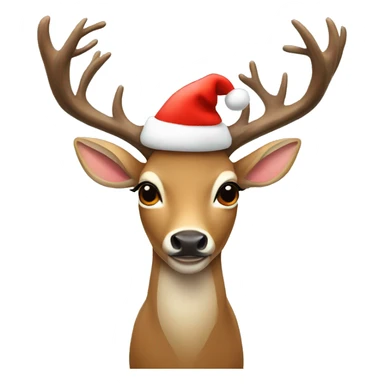 Deer wearing Xmas hat sticker