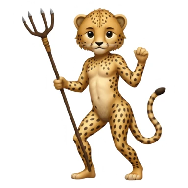 Give me a human who has hunch back and wearing cheetah print lot of hair on his body show full body and has a stick in his hand sticker