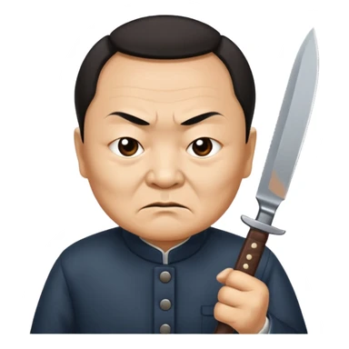 angry Deng Xiaoping holding a knife sticker