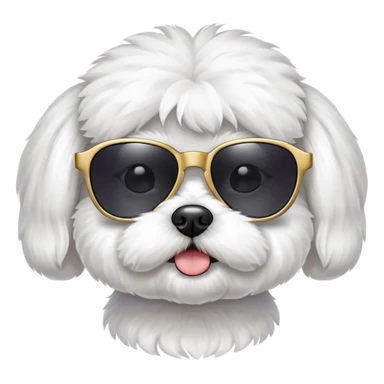 a bichon maltes wearing a sunglasess sticker