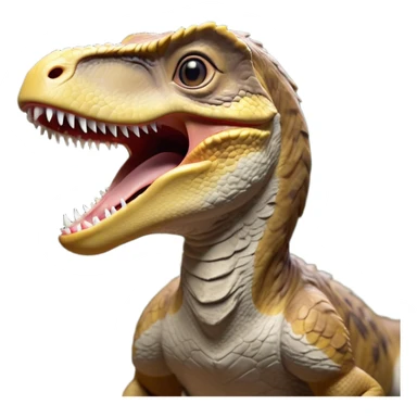 Cinematic Cute Yawning jurassic park Velociraptor Portrait Emoji, Head tilted slightly with a dramatic, wide-open yawn, showcasing a lean, powerful body with a relaxed snout and sleepy, half-closed eyes that hint at both ferocity and fatigue, Simplified yet irresistibly cute features, highly detailed, glowing with a soft, cozy prehistoric glow, high shine, relaxed yet expressive, stylized with a hint of whimsical ancient ease, soft glowing outline, capturing the essence of a drowsy yet endearing jurassic park Velociraptor that appears ready to stretch and yawn its way out of the screen! sticker