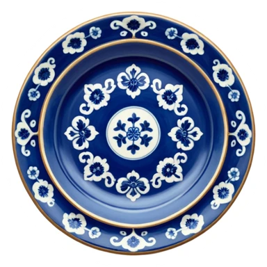antique chinese plate blue sticker