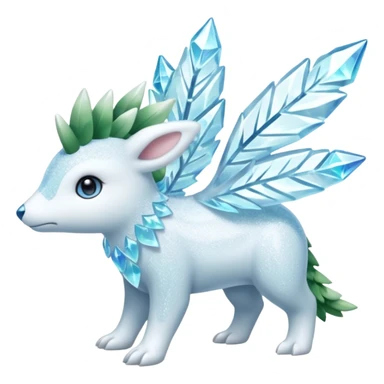 Sparkly Icy Glacial Helioptile-Amaura-Shaymin-Fakémon-hybrid-creature (full body)  sticker