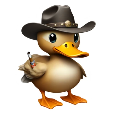 Duck wearing a cowboy hat smoking a cigarette  sticker