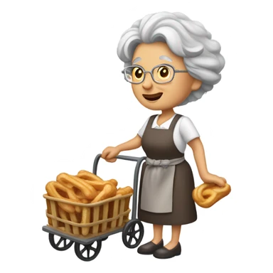 Tan old lady with a cart selling churros sticker